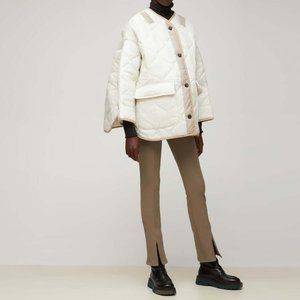 The Frankie Shop Reya Flare Zip-Hem Stretch Jersey Leggings in Beige